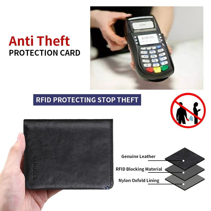 Plantaardig gelooide toplaag, korte portemonnee van echt rundleer, RFID-blokkering, kaartsleufontwerp met grote capaciteit, ID-kaart, spiegelvenster binnenin