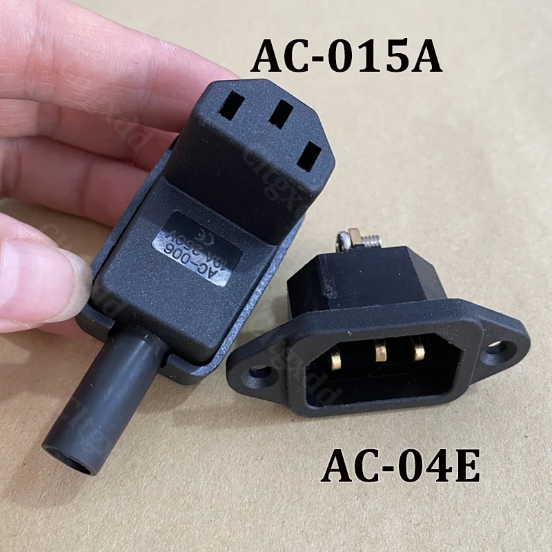 IEC C13 C14 AC-Steckdosenverbinder 10A 250V AC-015A AC-04E Panelmontage 3-poliger Stecker und Buchse für Netzteilgehäuse – Detail 1