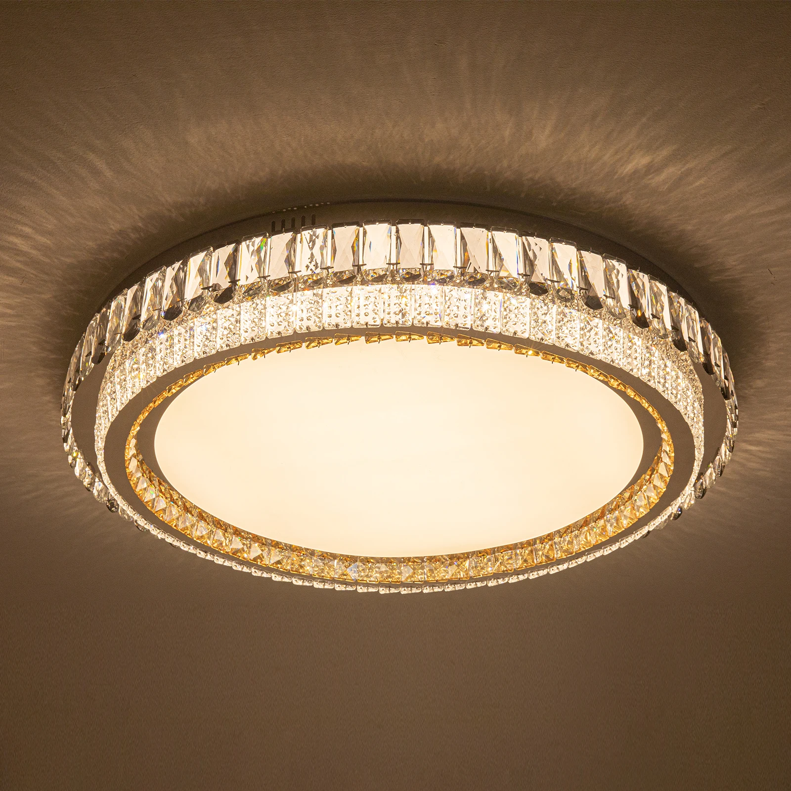 

Modern Simple Crystal Circle Lamp Ceiling Chandelier Living Room Bedroom Study Decorative Led Indoor Lighting