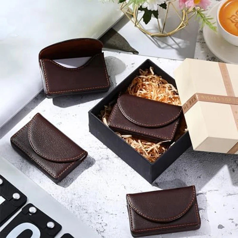 10 Pcs Business Card Holder Bulk PU Leather Business Card Case Pocket Business Card Organizer With Magnetic Shut Easy To Use