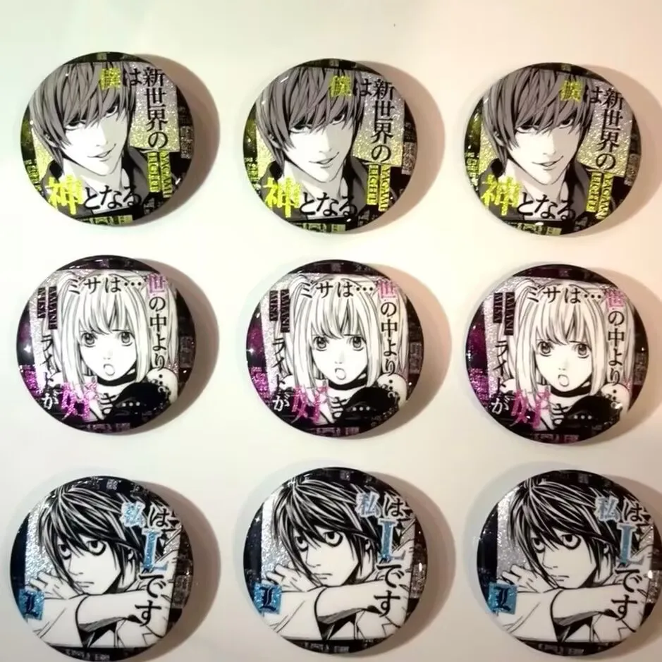 DEATH NOTE Anime Yagami Light MisaMisa L·Lawliet  Backpack Button Metal Pin Clothes Collar Badge Brooch Gift