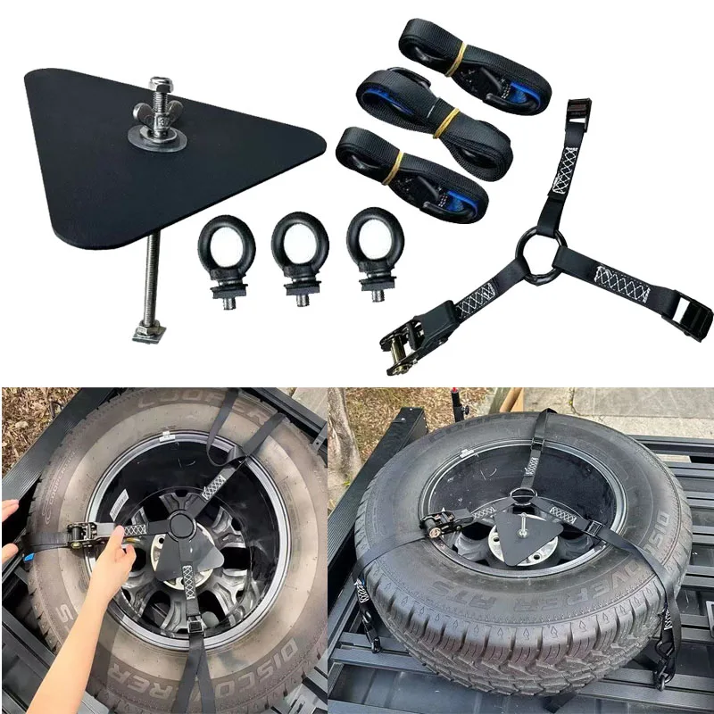 AW Roof Platform Spare Oil Barrel Spare Tire Bracket Off-road Tire Fixer Roof Luggage Rack Tie Rope Tightening Platform Bundler