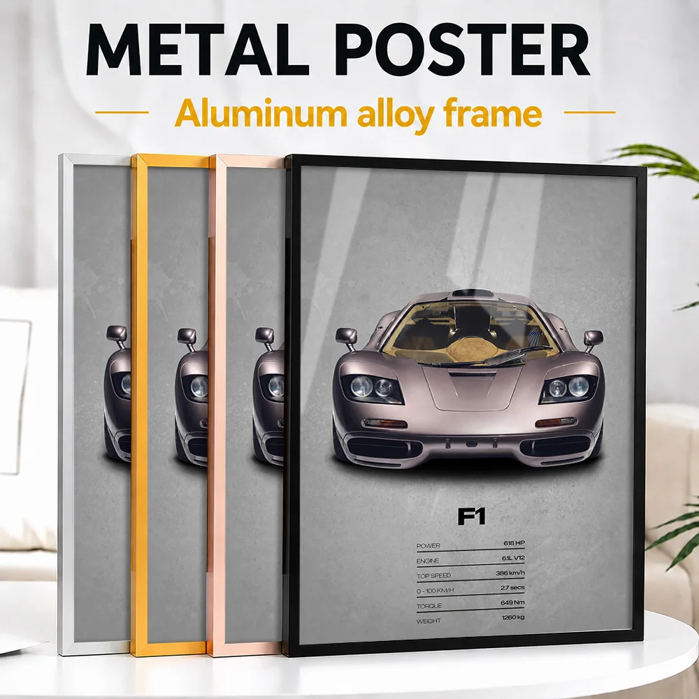United Kingdom F1 Supercar Metal Poster With Aluminum Alloy Frame Personalized Photo Vintage Paddock Style Wall Art For Garage