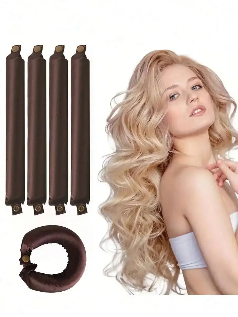 No-Heat Silk Hair Curlers Set, Soft Elastic Hair Rollers for Long Hair, Manual Styling Tools, Sleep Curling Accessories view 3