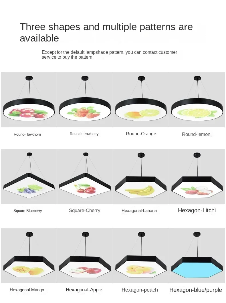 

Fruit Pattern Modern Creative Chandelier Shaped Decorative Chandelier Hexagonal Round Square Shape Splicing Hanging Wire Lamp