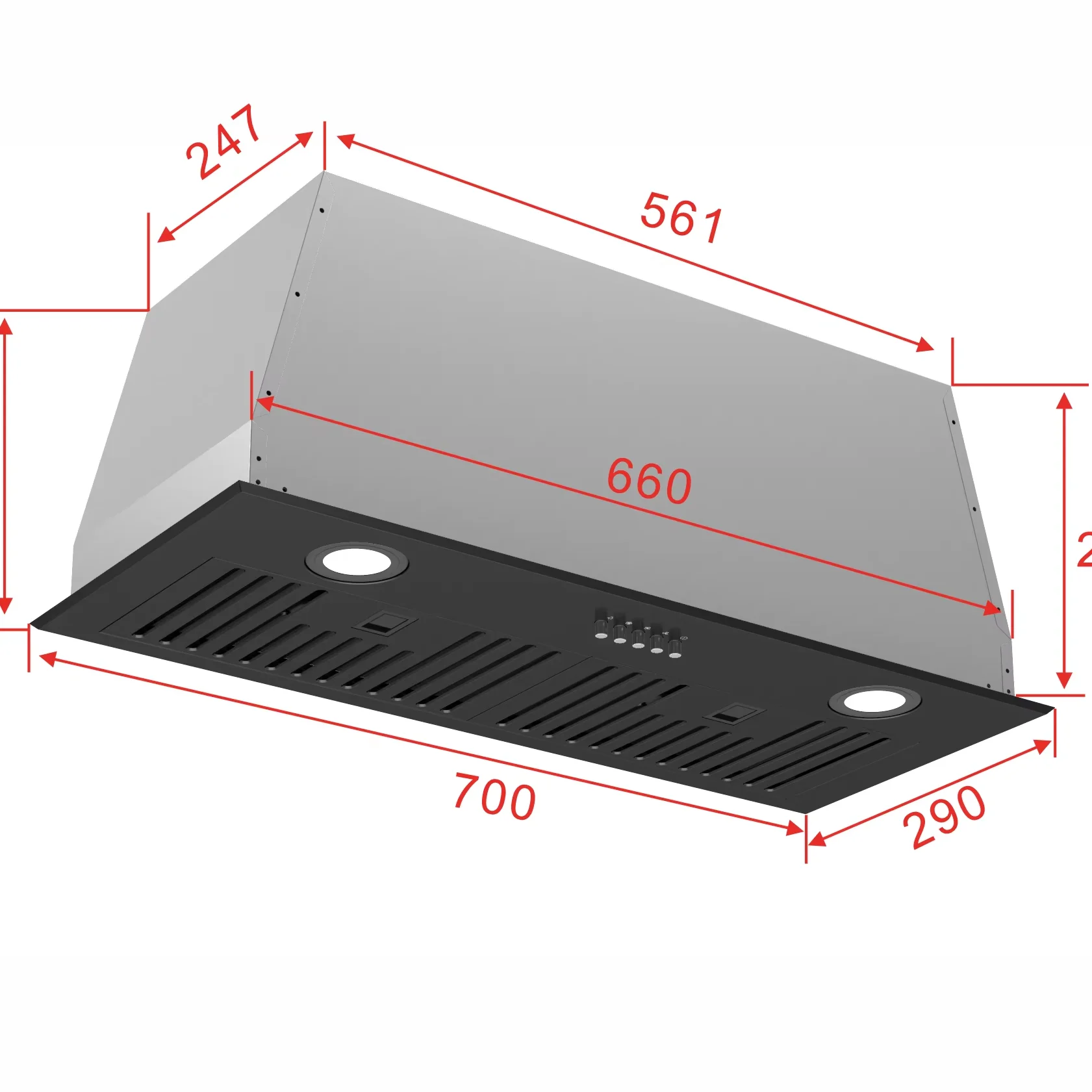 Electric Range  Insert 36 Inch 600CFM Stainless Steel  Built-in Vent  Kitchen Ventilation Stove Exhaust Fan