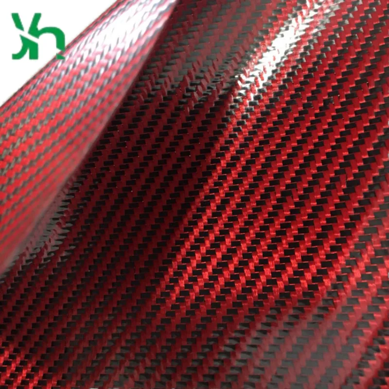 جلد من ألياف الكربون باللون الأحمر والأسود - نسيج قطني طويل 3K 200gsm مع تباين الألوان الديناميكي للسلع الداخلية والرياضية #5