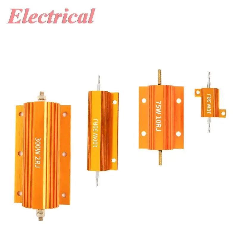 1pc Aluminum Housed Resistor Gold Tone ± 5% (J) Resistance Tolerance 10W 25W 30W 50W 75W 100W 150W 200W 300W 500W Power Rating