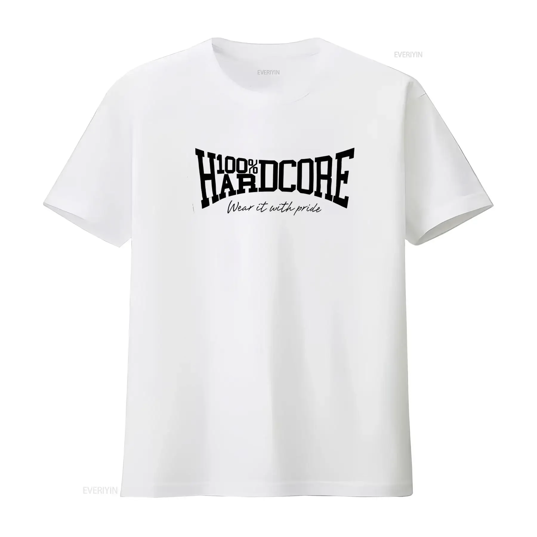 Men's 100 HARDCORE Essential T Shirt Grey 305B01065 Gabber Techno Style vintage Washed fashion designer clothes Slightly Casual