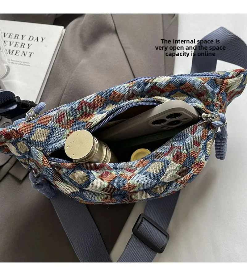 

Boho Fanny Pack Geometric Crossbody Bag Corduroy Belt Bags for Women- Banana Waist Bag Hip Purse Shoulder Crossbody Chest Bags