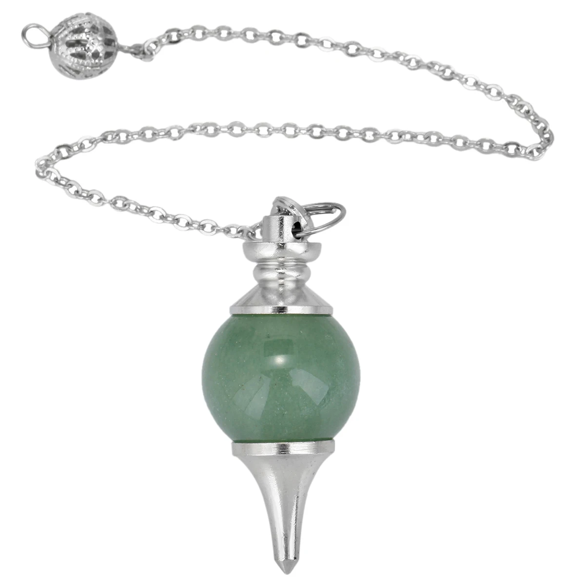 Natural Agate Cone Pendant Pendulum Round Ball Crystal Stone Reiki Energy Healing Chakra Balancing Women Men Jewelry(with chain)