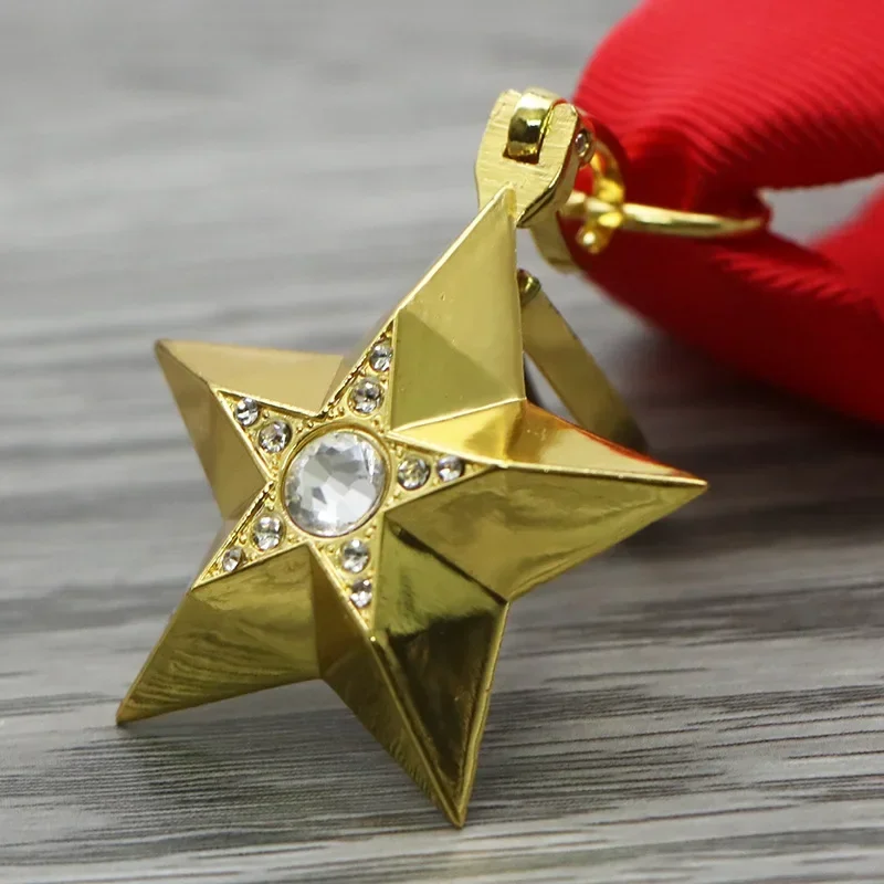Medalha do marescial da união soviética estrela vermelha cinco estrelas fita broche geralissimo crachá pinos decoração artesanato para homens e mulheres