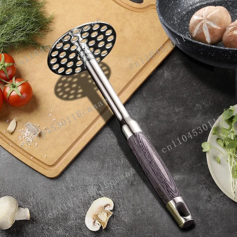 316 Wooden Handle Potato Press Stainless Steel Potato Potato Crusher Household Kitchen Gadget Mud Press
