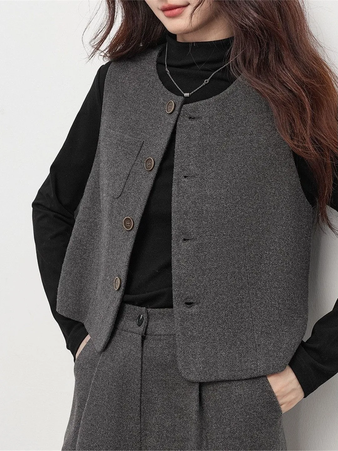 เสื้อกั๊กผู้หญิงทรงเอ สไตล์ใหม่ สำหรับฤดูใบไม้ผลิและฤดูใบไม้ร่วง ดีไซน์ทันสมัย แบบมีชั้น พร้อมแผ่นเสริมไหล่ คุณภาพเยี่ยม