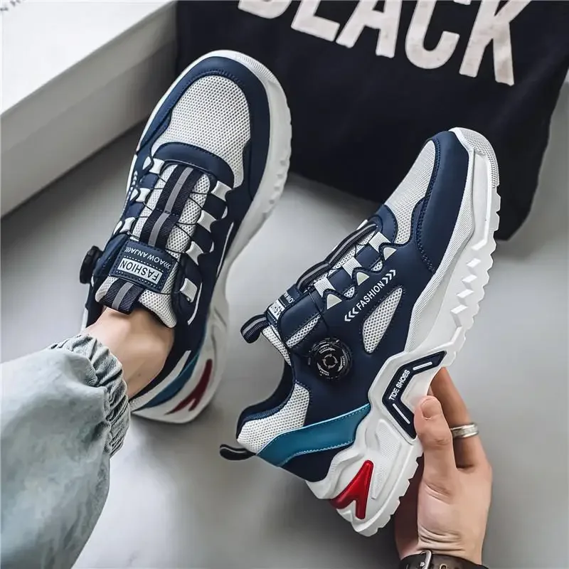 Men's Sneakers Outdoor Running Shoes Korean Rotating Buckle Male Casual Shoes Soft Sole Tennis Shoes Luxury Platform Men Shoe - Image 5