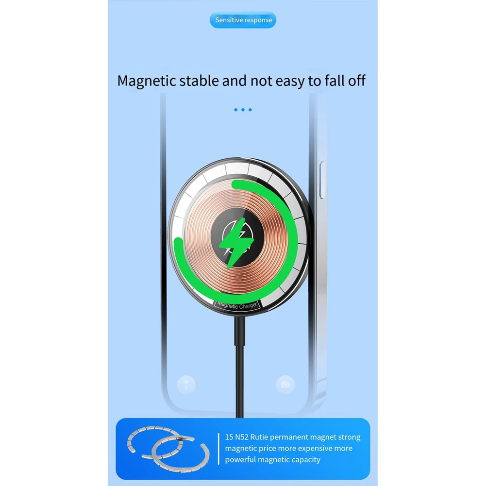 15W Magsafe Wireless Magnetic Attraction Charger Magnetic Charger For Iphone 12 13 14 15