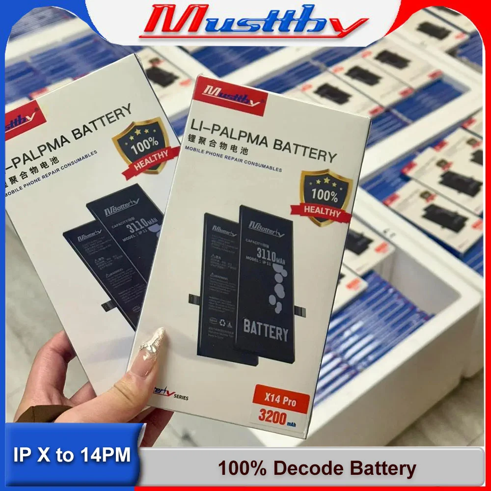 

Musttby 5pcs 100% Capacity No BMS Soldering No Need Programmer Decode Battery For iPhone 11 12 13 14 Pro Max Non Pop-up Message