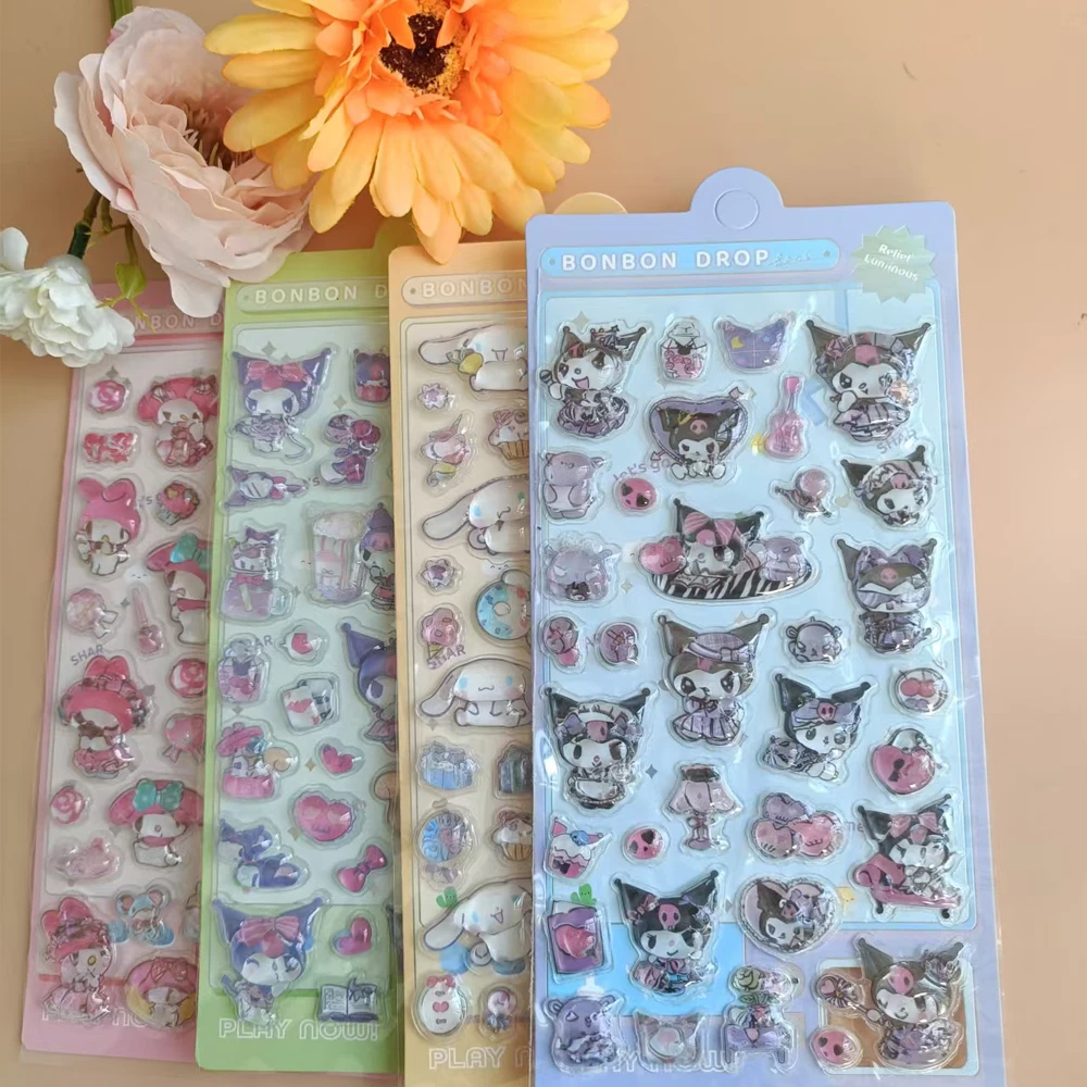 @ ملصقات Hello Kitty Cinnamoroll Melody Kuromi المقاومة للماء، ملصقات جيلي يدوية، مجموعة هاتف لعبة، ملصقات هدية عيد ميلاد #6