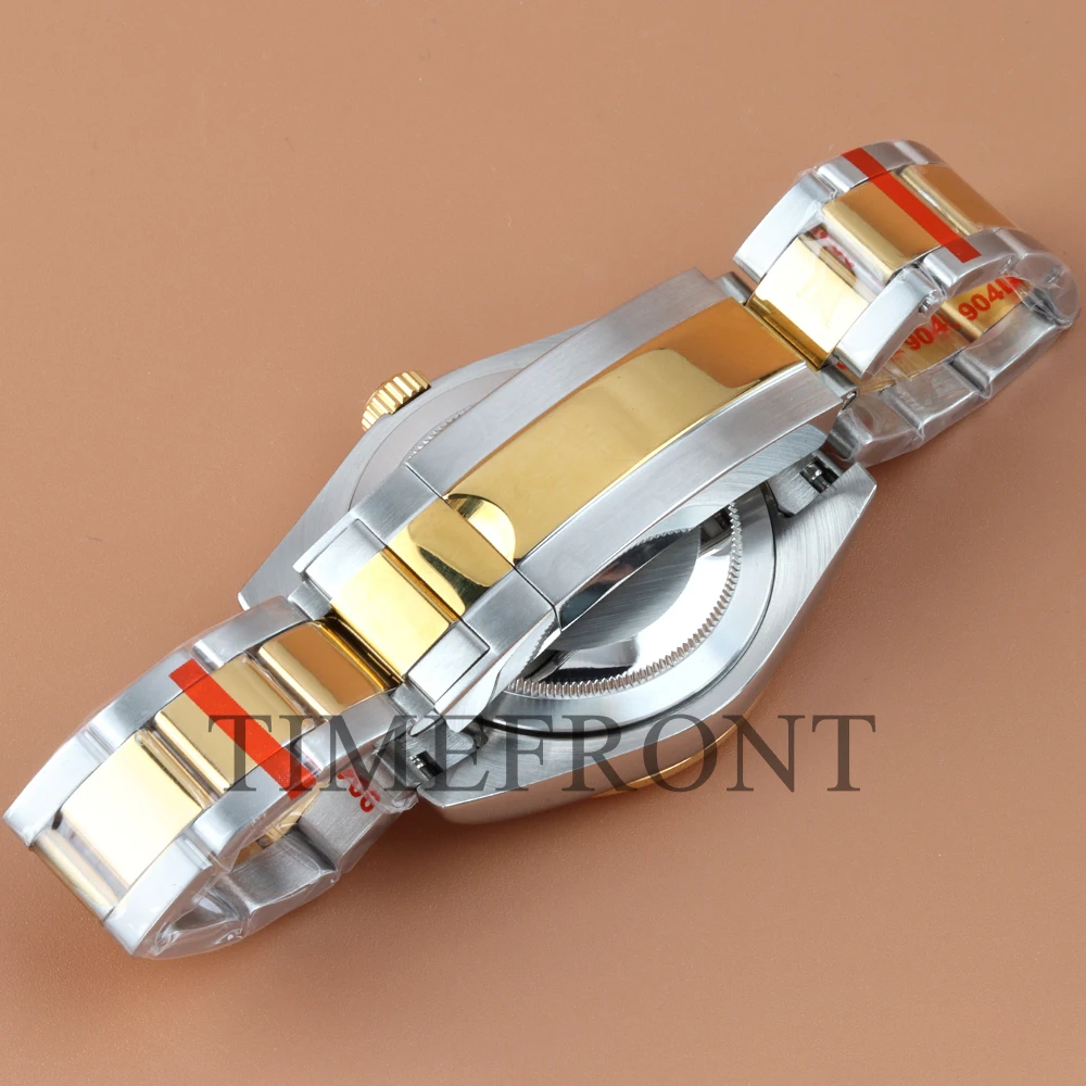 Gold/Rose Gold Silver 36mm/39mm Flat Edge Watch Case Stainless Steel Fit NH35 NH36 Movement Jubilee/Oyster Strap Watch Parts