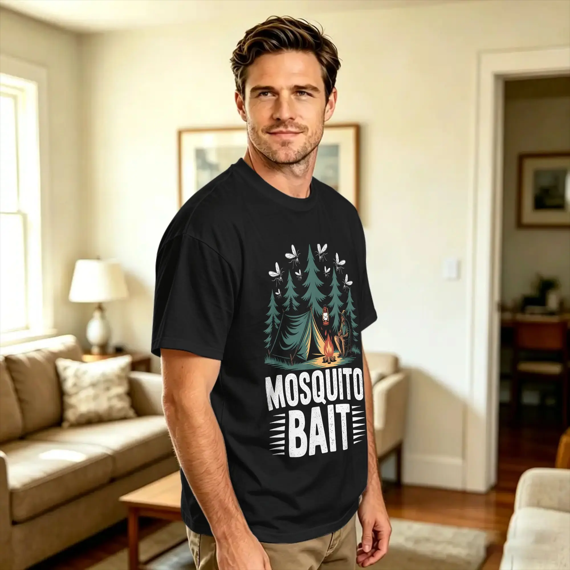 Funny Mosquito Bait Shirts Camping Mosquito Bait  T-Shirt  Fashion T-Shirts Short Sleeve Y2K Funny Tops Summer 100 Cotton Tees