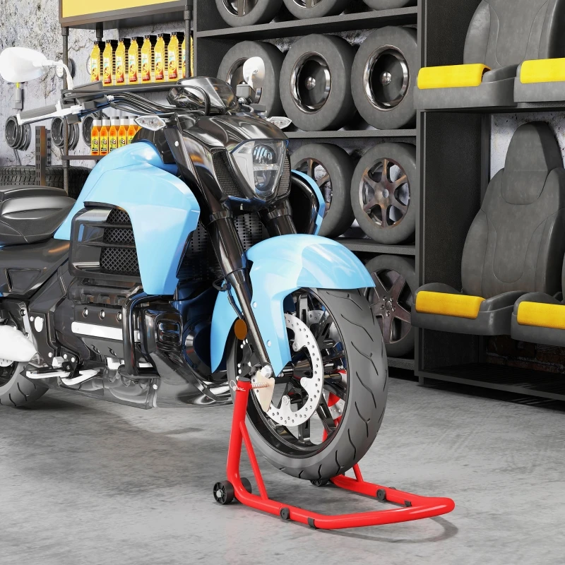 Ensemble de supports avant et arrière pour moto, support de levage Paddock avec adaptateurs de bras oscillant réglables 180-270 mm, support d'entretien pour moto en acier robuste, capacité jusqu'à 544 kg, rouge, pour roues de moins de 19,3 cm