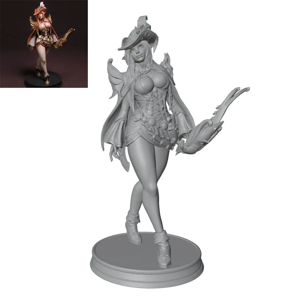 1/24/12/6 Cool decorative bard, cute girl resin model kit, GK mini 3D printed gray model statue, DIY doll model, unpainted