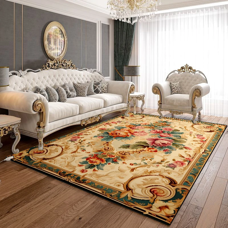 

Retro European Style Large Room Rugs Decoration Bedroom Bedside Area Rug Lounge Non-slip Washable Carpet Coffee Tables Floor Mat