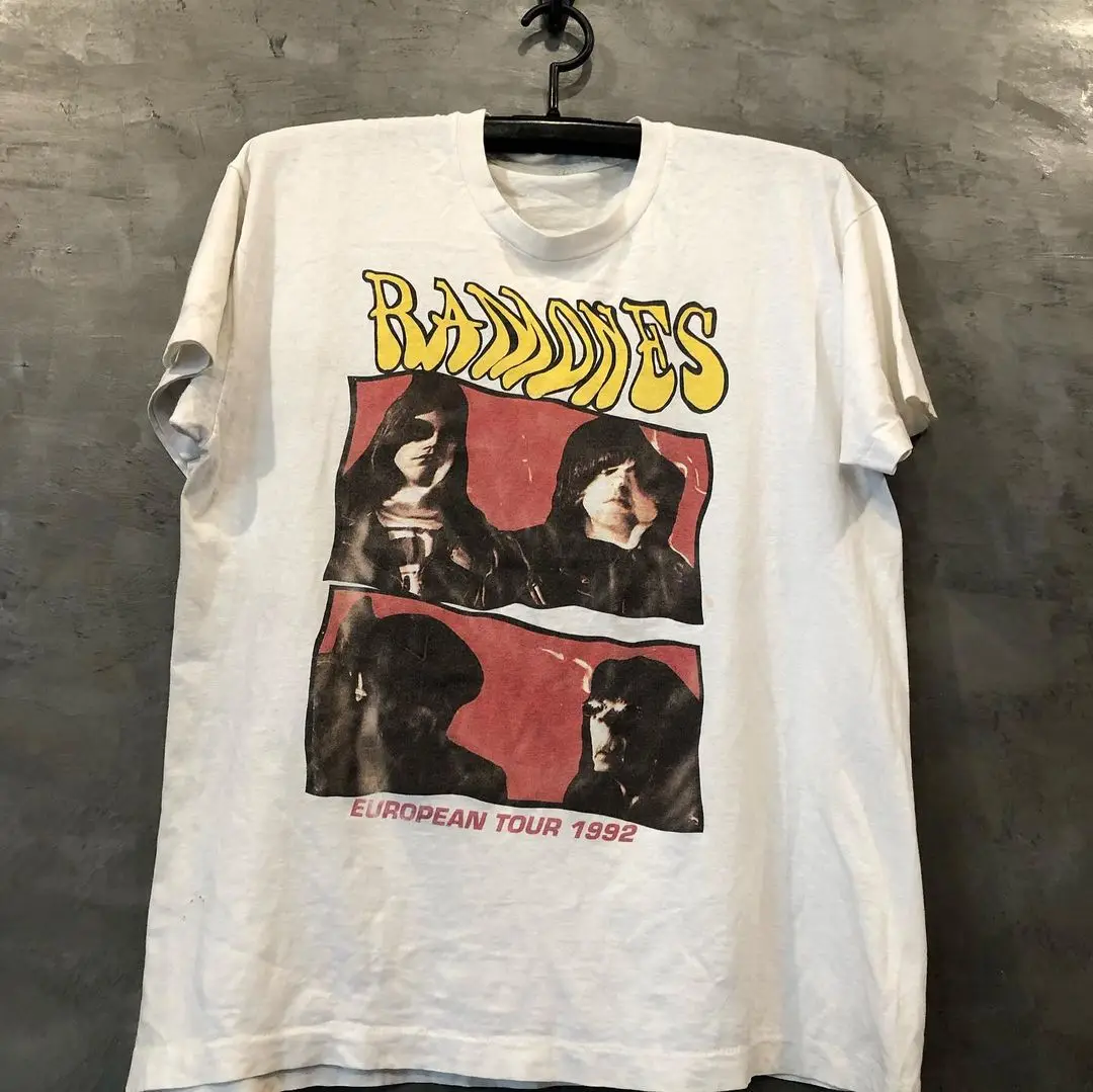Camiseta conmemorativa de American Rock Ramones Band Niche High Street, cuello redondo, algodón, holgada, Retro, manga corta, informal