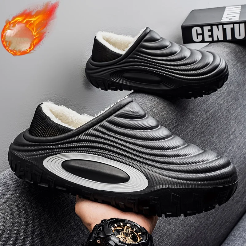 Men's and Women's New Waterproof Indoor and Outdoor Thickened Autumn and Winter Cotton Slippers, Non-Slip, Wear-Resistant, Warm