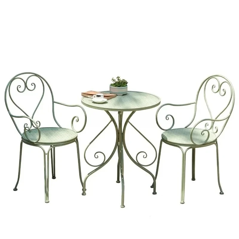 

Retro Iron Garden Furniture Sets Outdoor Courtyard Garden Balcony Table and Chair Set cafe Dining Table and Chairs Z