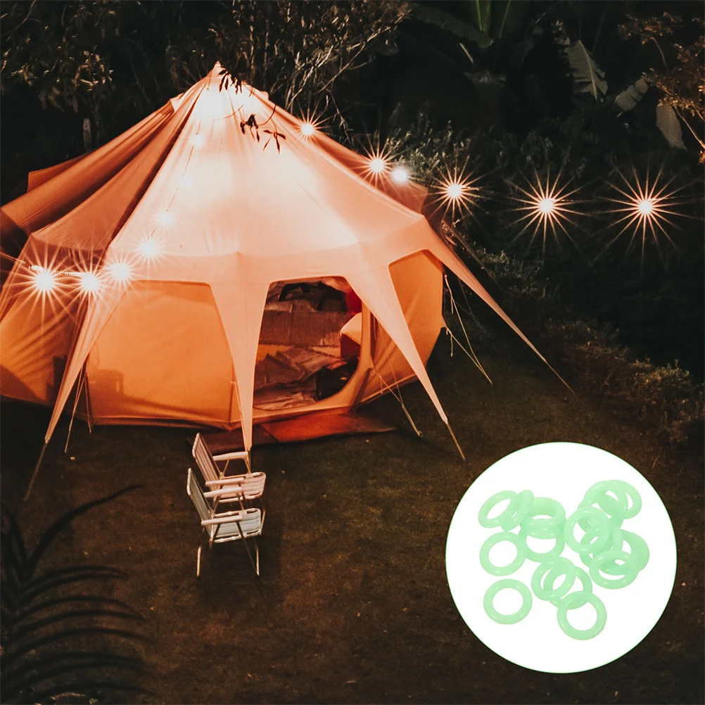 

200pcs Glow In The Dark Tent Stake Rings Fluorescent Silicone O-Shape Camping Tarp Rings For Outdoor Hiking