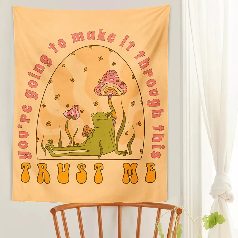 

Frog Mushroom Tapestry Wall Hanging Retro trust me Bohemian Decoration Home Decoration Hippie Mattress Girls Dorm Room Decor