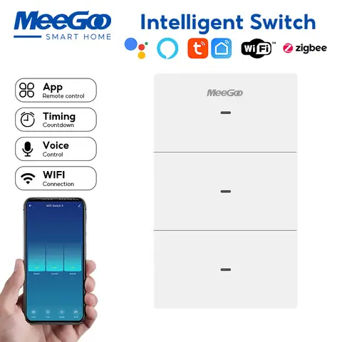 Tuya ZigBee Smart Light Switch EU Push Button Wall Switch Work With Alexa Google Home Neutral Wire/No Neutral Wire Required 2026