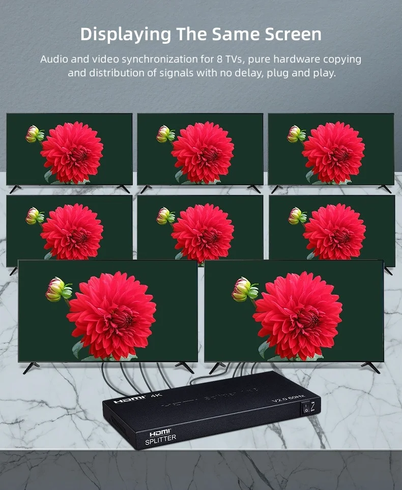 2026 new DT-7218W Multiple Mirror Screen 4K 60Hz 8 Port 1 in 8 Out HD HDMI Video Splitter 1x8