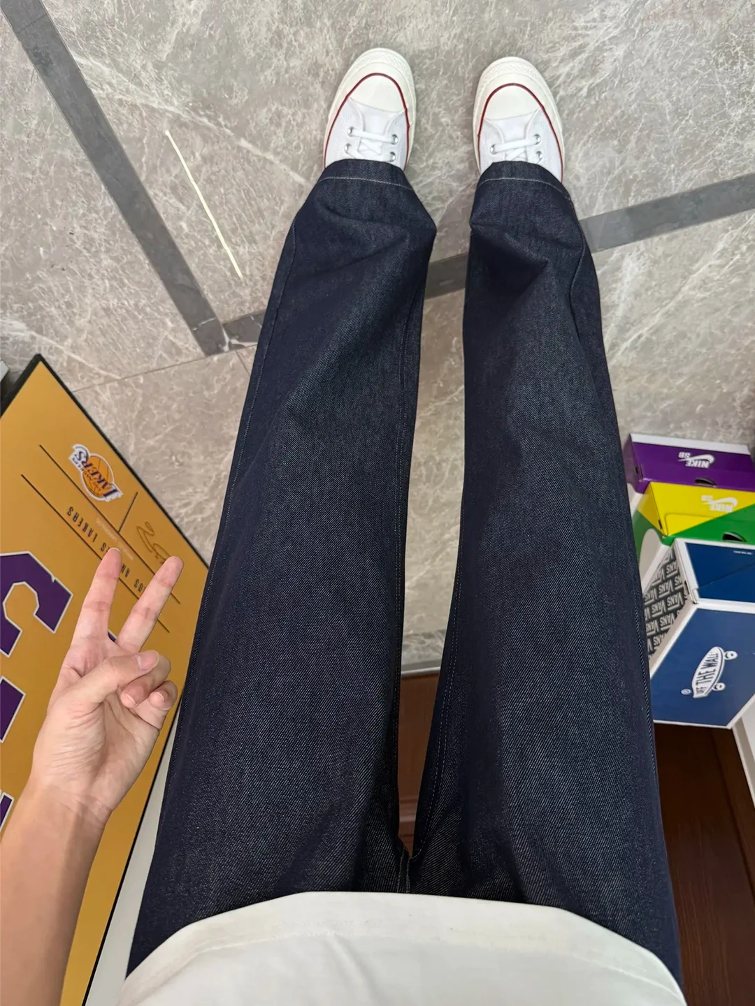 

Blue Original Denim Men's Spring Autumn Slim Straight Leg Jeans Knife Bend American Vibe Casual mid Waist Zipper Fly