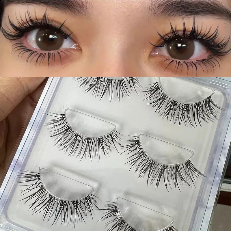 Faux cils de vison 3D réutilisables, bande invisible, naturel, noir, croisé, maquillage, produits de beauté, nouveau, 3 paires