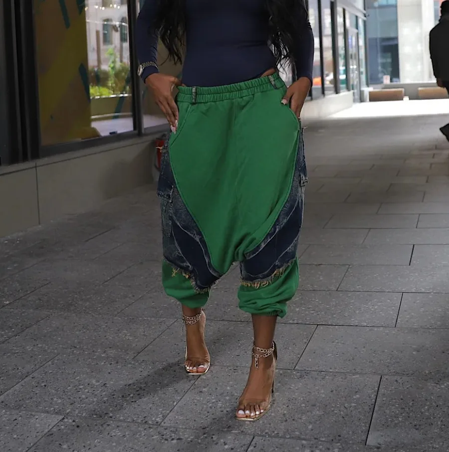 New New Women Mid Waist Patchwork Harem Jeans Hip Hop Style Denim Loose Trousers Fashion Casual Streetwear Trendy Urban Daily Wear - Aliexpress Deal