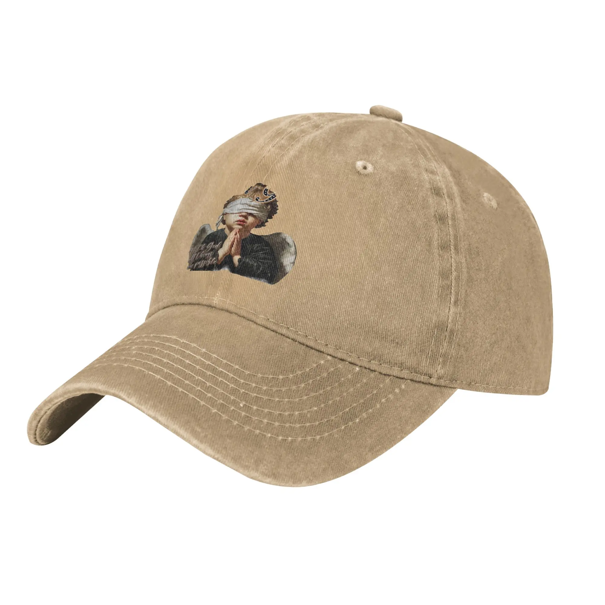 Multicolor Hat Peaked Women's Cap With God All Things Are Possible Praying Angel Cherub Personalized Visor Protection Hats
