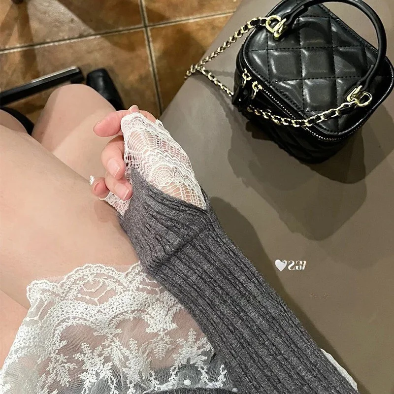 الدانتيل تقليم لصق محبوك سترة المرأة ربيع جديد f عالية طوق طويل Sve ملابس داخلية قاعدة irt الأعلى #5