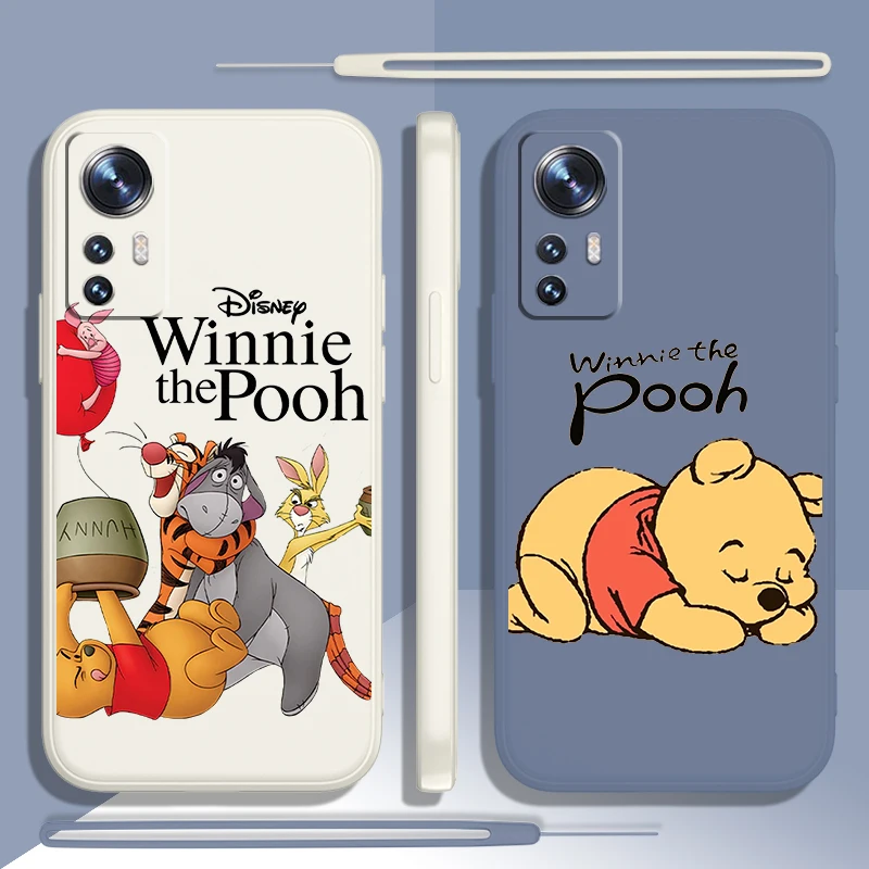 Winnie the Pooh Friend Phone Case For Xiaomi Mi 12 11 11T 10 10T 9 9SE Lite Pro Ultra A3 Liquid Rope Candy Color Cover Fundas