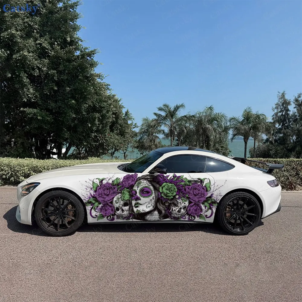 2pcs Rose Gothic Girl Sticker, Durable, Fade-Resistant, Enh Vehicle Appearance With Bold Art Design Car Vinyl Wraps