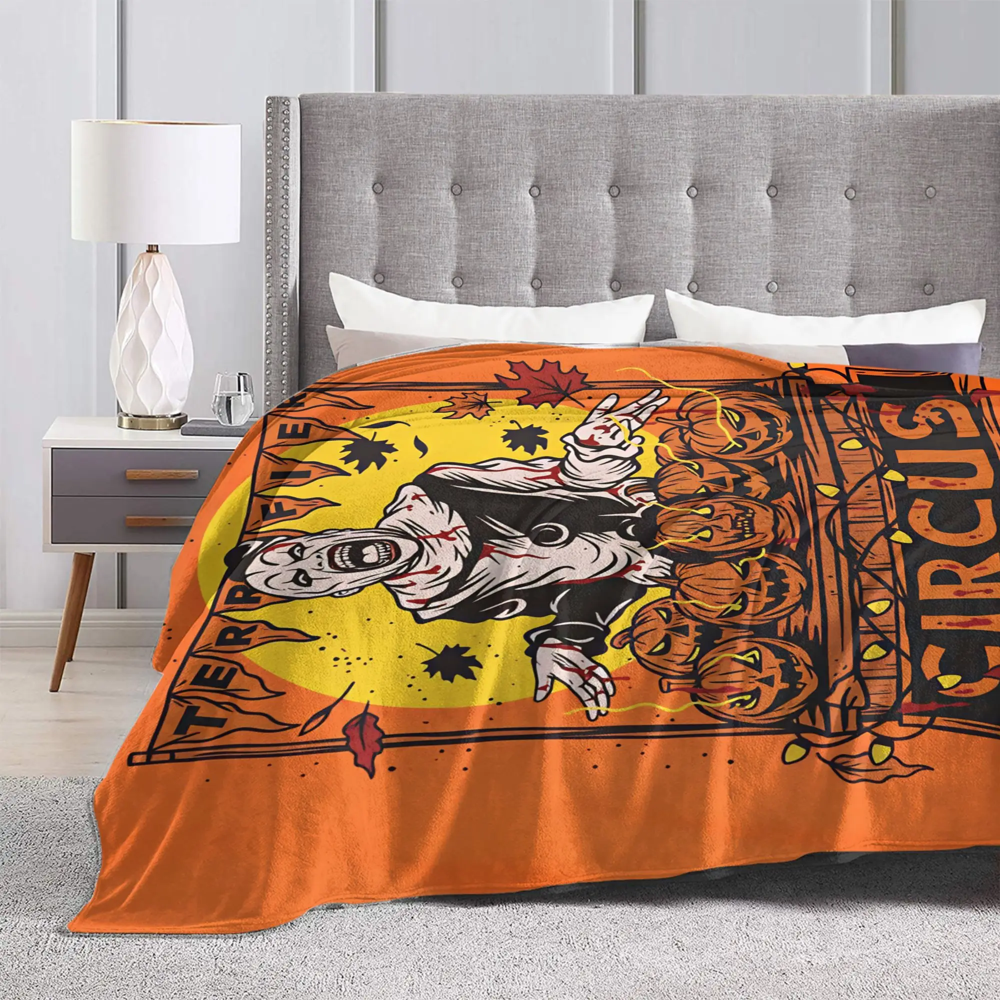 Terrifier 4 Halloween Soft Blanket Horron Kids Adult Plush Throw Blanket Print Couch Chair Flannel Bedspread Sofa Bed Cover
