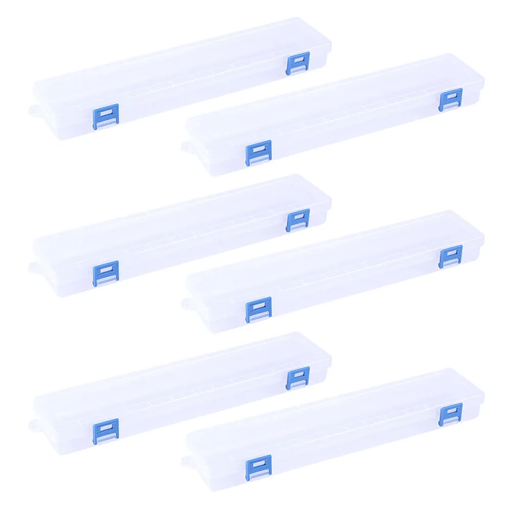 

6Pcs Transparent Pencil Case Paint Brush Storage Box Clear Pen Display Holder Compact Writing Tool Organizer for School Office