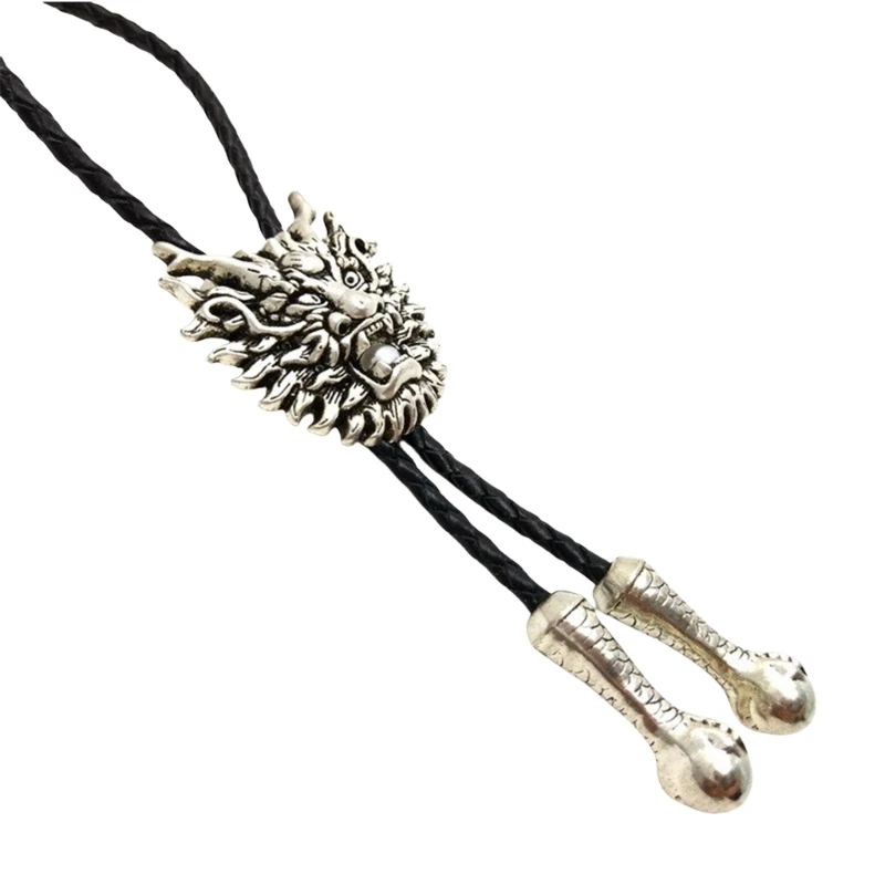 1 Pc Engraving Loong Bolo Tie Carved Cowboy Necktie Western Bolo Tie for Shirt