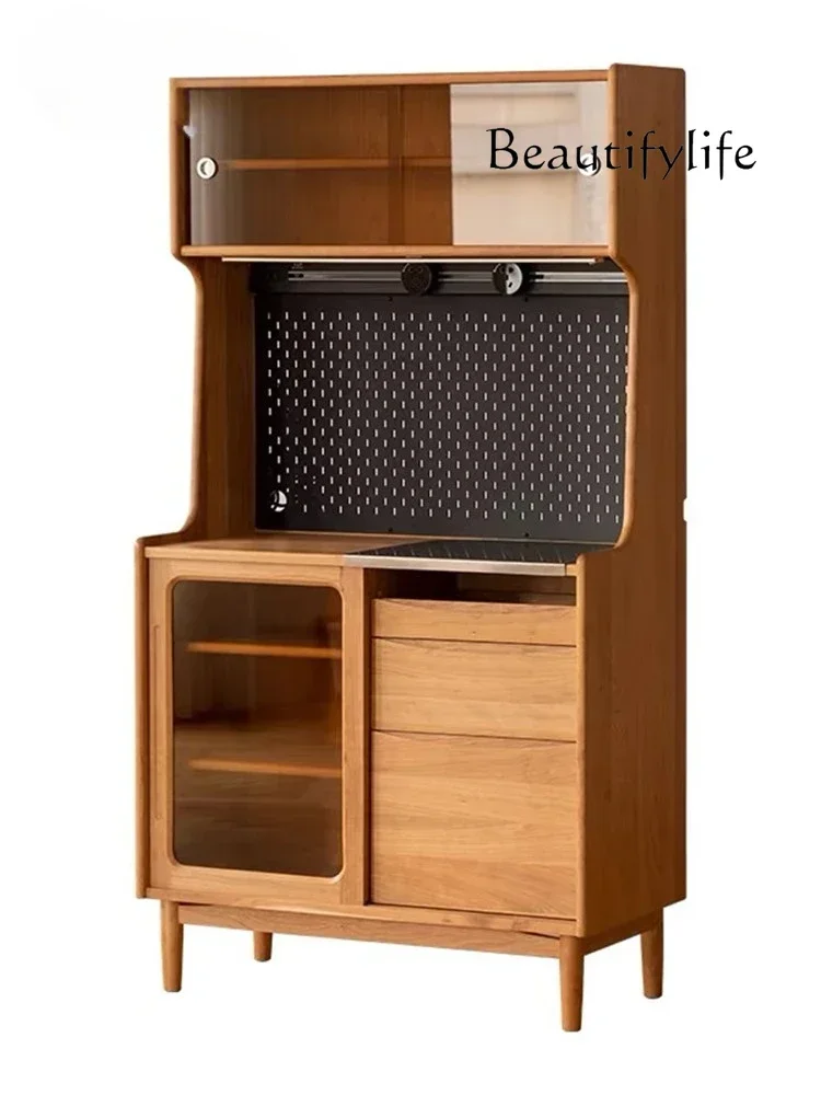 

Solid Wood Sideboard Integrated Wall Tea Simple Living Room Multi-Functional Hallway Storage Locker