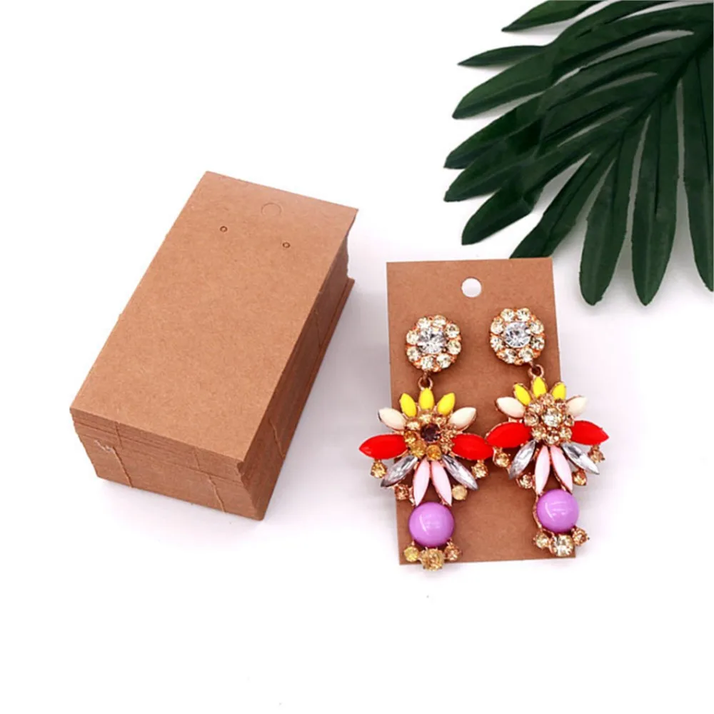 50pcs 5x9cm Earring Display Card Earring Card Holder Blank Kraft Paper Tags for DIY Ear Studs Long Drop Jewelry Display