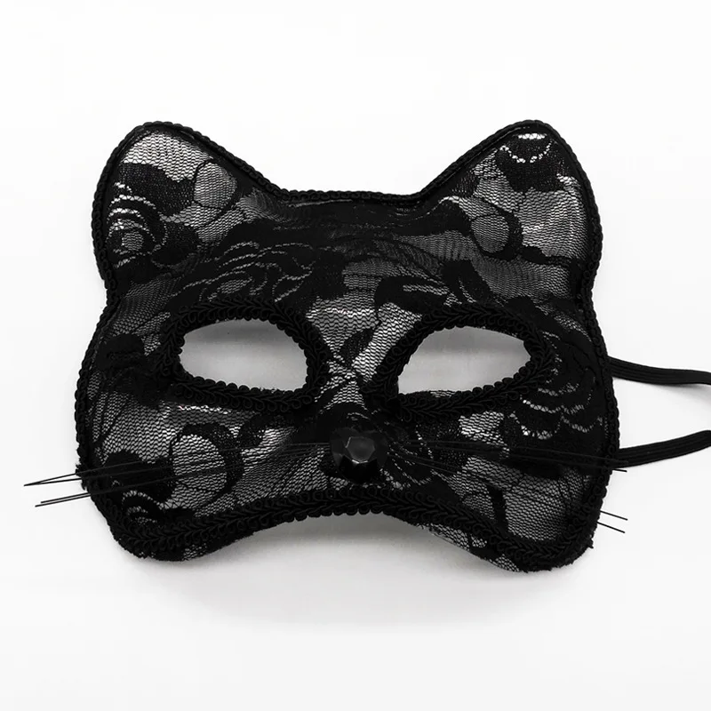 Masque de scène de cosplay d'Halloween pour filles, lapin, accessoires de scène, déesse du sexe, masque sexy en dentelle, masque facial animal chat