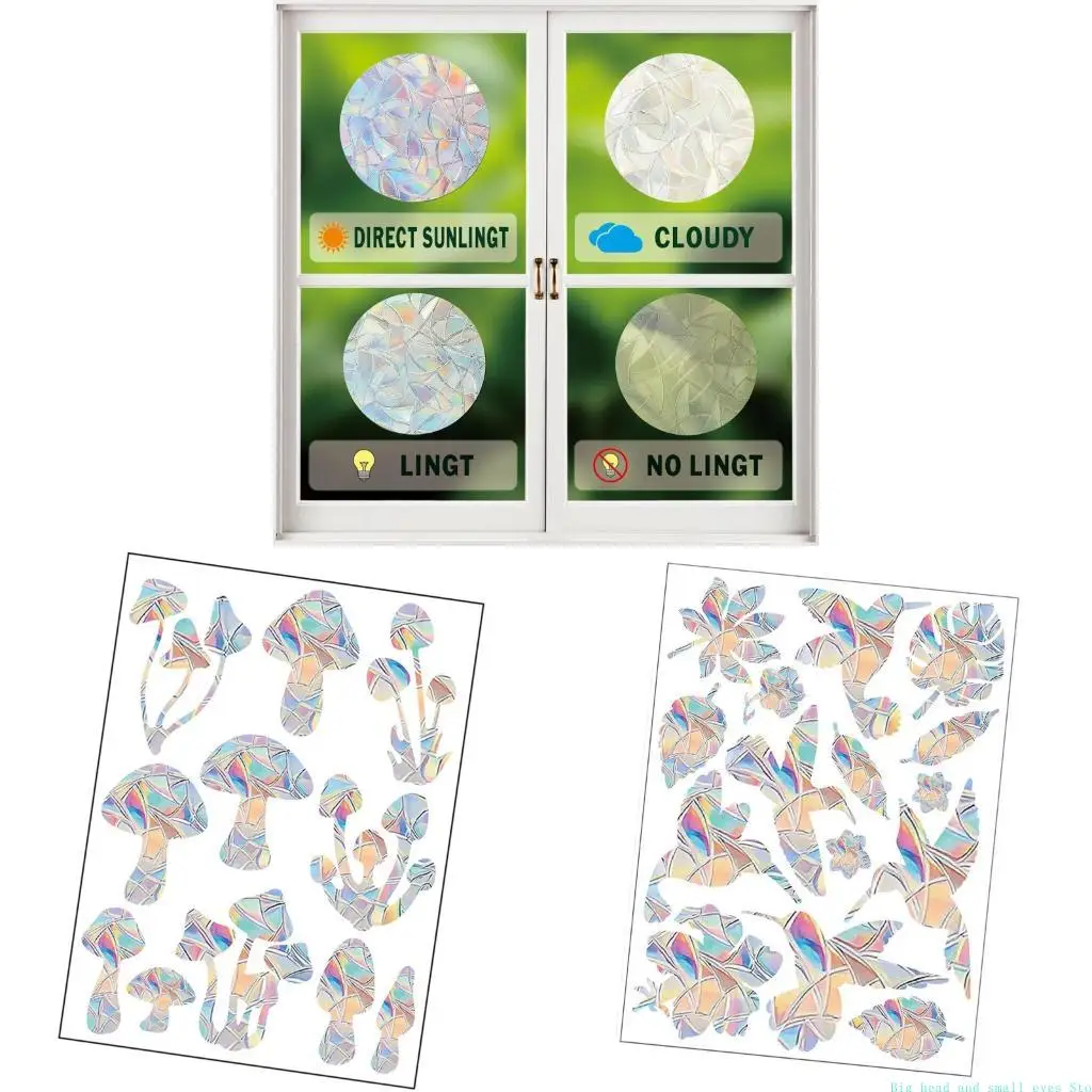 581C Window Decal for Bird Strikes Antis-Collision Sticker to Save Bird From Collision,None Adhesive Rainbow Decal for Window