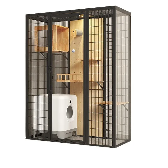 

Cat villa panoramic glass solid wood nest pet cat house panoramic glass cat cage