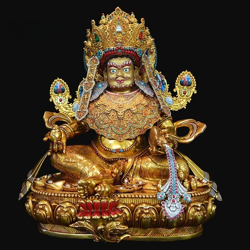 

Nepal Tibet Craft Tibetan Tantra Fengguan Yellow Jambhala Wealth God Handmade Copper Statue
